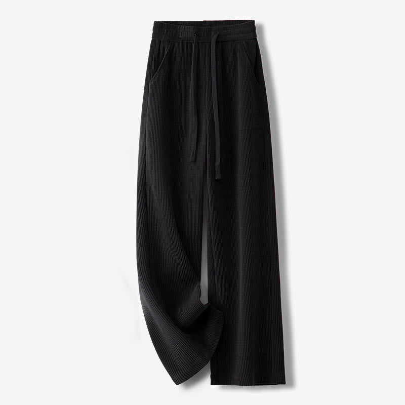 Buddha Stones Casual Solid Color Women's Wide Leg Corduroy Cotton Fleece-Lined Pants With Pockets - Black - US12，UK/AU16，EU44 (3XL) - image 8