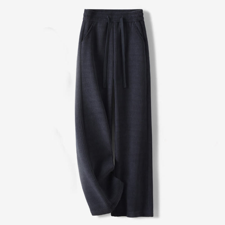 Buddha Stones Casual Solid Color Women's Wide Leg Corduroy Cotton Fleece-Lined Pants With Pockets - MidnightBlue - US12，UK/AU16，EU44 (3XL) - image 0