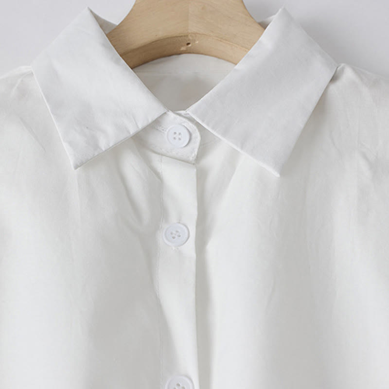 Buddha Stones Printing Irregular Lines Long Sleeve Lace-up Lapel Cotton Midi Dress With Pockets - image 12