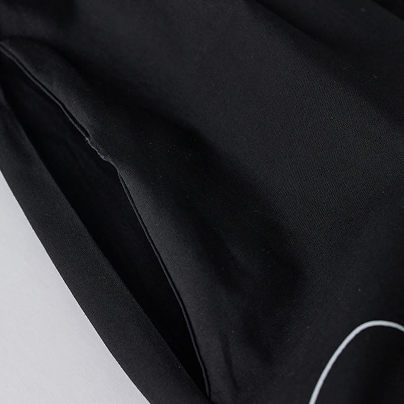 Buddha Stones Printing Irregular Lines Long Sleeve Lace-up Lapel Cotton Midi Dress With Pockets - image 6