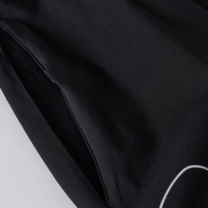 Buddha Stones Printing Irregular Lines Long Sleeve Lace-up Lapel Cotton Midi Dress With Pockets - image 6