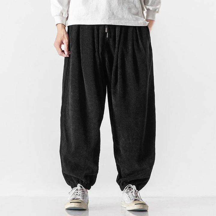 Buddha Stones Casual Pure Color Men's Drawstring Corduroy Harem Ankle-Length Pants With Pockets - Black - US/UK/AU46，EU56 (5XL) - image 8