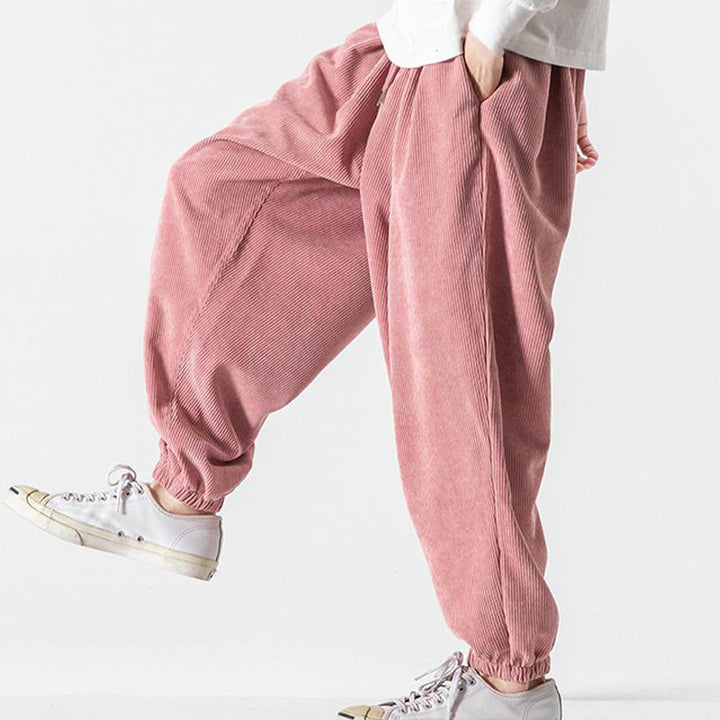 Buddha Stones Casual Pure Color Men's Drawstring Corduroy Harem Ankle-Length Pants With Pockets - image 31