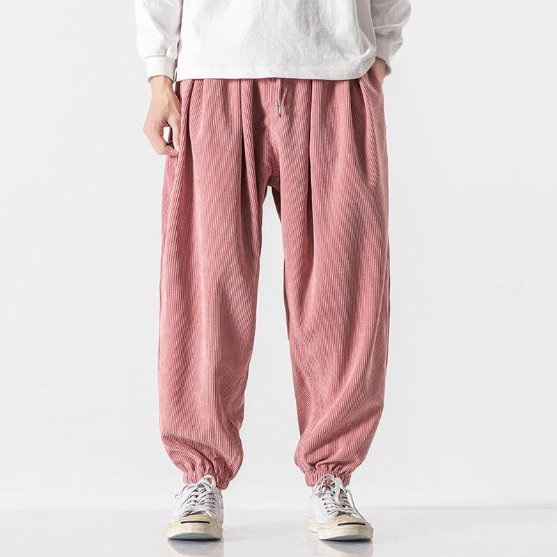 Buddha Stones Casual Pure Color Men's Drawstring Corduroy Harem Ankle-Length Pants With Pockets - LightPink - US/UK/AU46，EU56 (5XL) - image 26