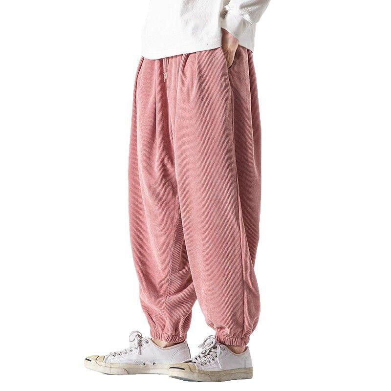 Buddha Stones Casual Pure Color Men's Drawstring Corduroy Harem Ankle-Length Pants With Pockets - image 32