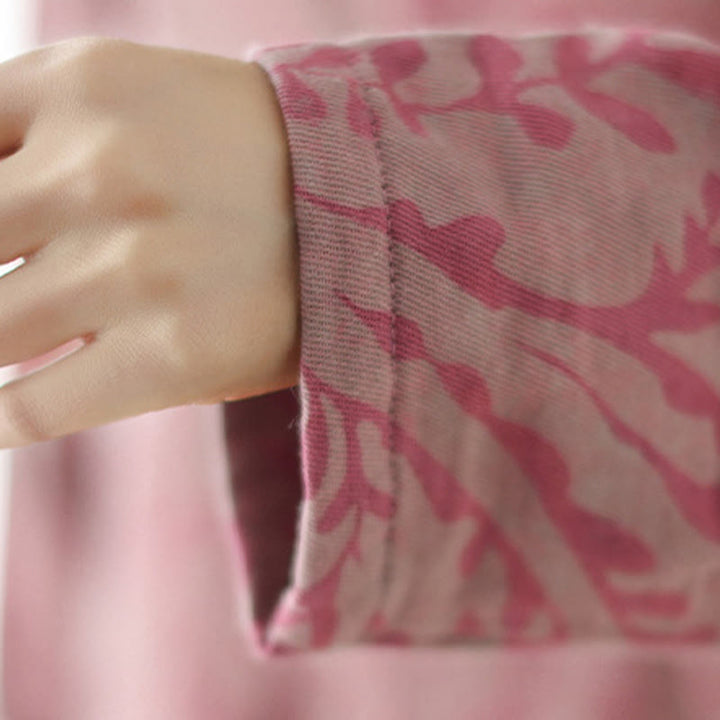 Buddha Stones Leaf Print Women's Cotton Linen Jacket With Pockets - image 13