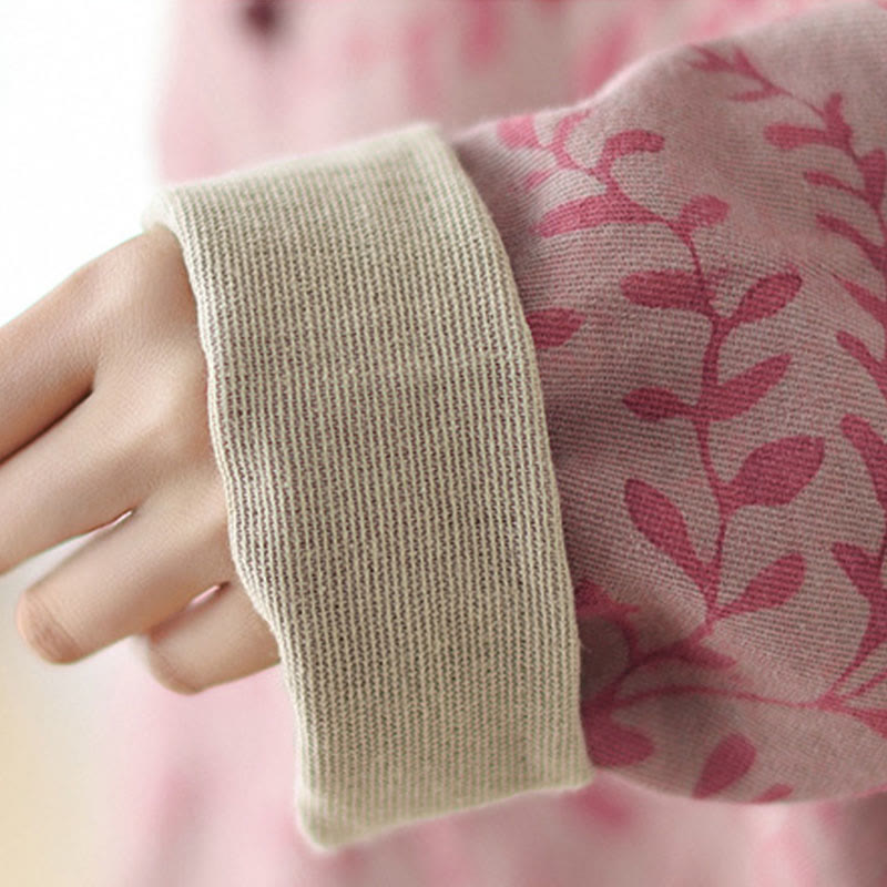 Buddha Stones Leaf Print Women's Cotton Linen Jacket With Pockets - image 14