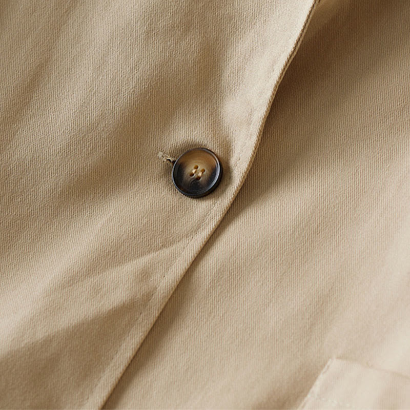 Buddha Stones Plain Button Women's Cotton Suit Jacket With Pockets - image 5