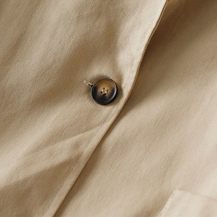 Buddha Stones Plain Button Women's Cotton Suit Jacket With Pockets - image 5