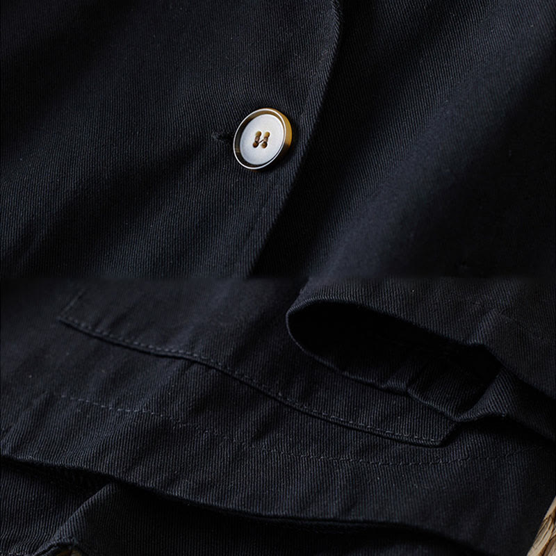 Buddha Stones Plain Button Women's Cotton Suit Jacket With Pockets - image 11