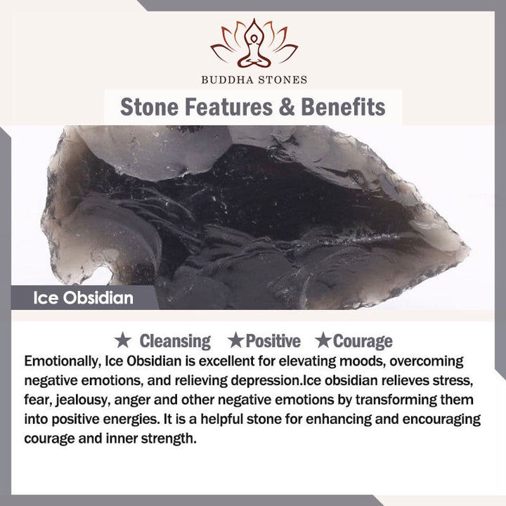 Buddha Stones 925 Sterling Silver Cat Natural Ice Obsidian Positive Bracelet - image 7
