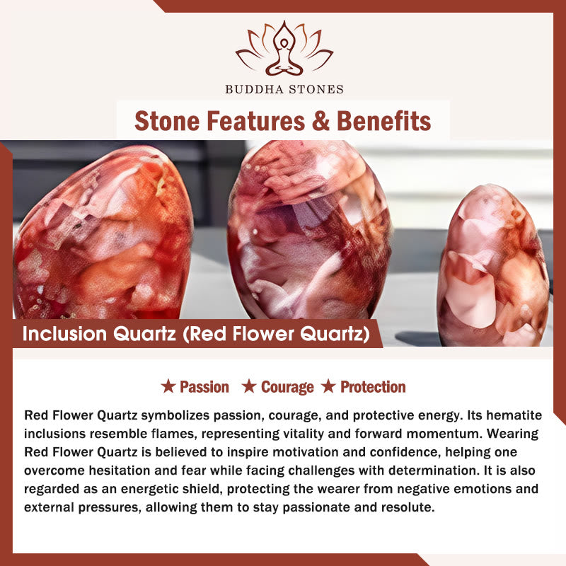 Buddha Stones 925 Sterling Silver Cat Head Natural Red Flower Quartz Protection Necklace Pendant - image 5