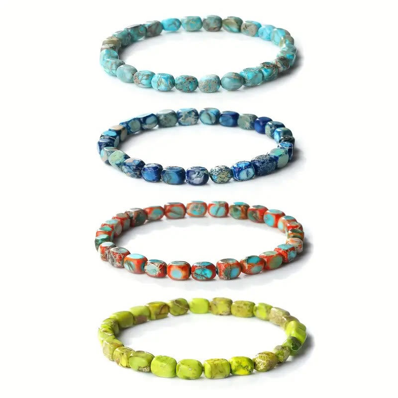 Buddha Stonesnatural Colorful Emperor Stone Oval Square Beads Anti-stress Bracelet - image 7
