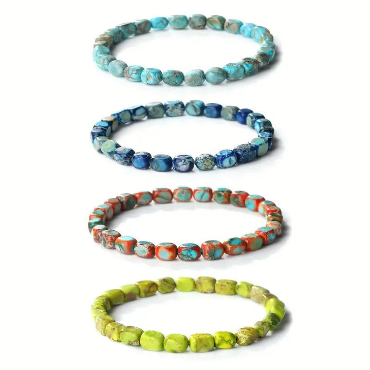Buddha Stonesnatural Colorful Emperor Stone Oval Square Beads Anti-stress Bracelet - image 7