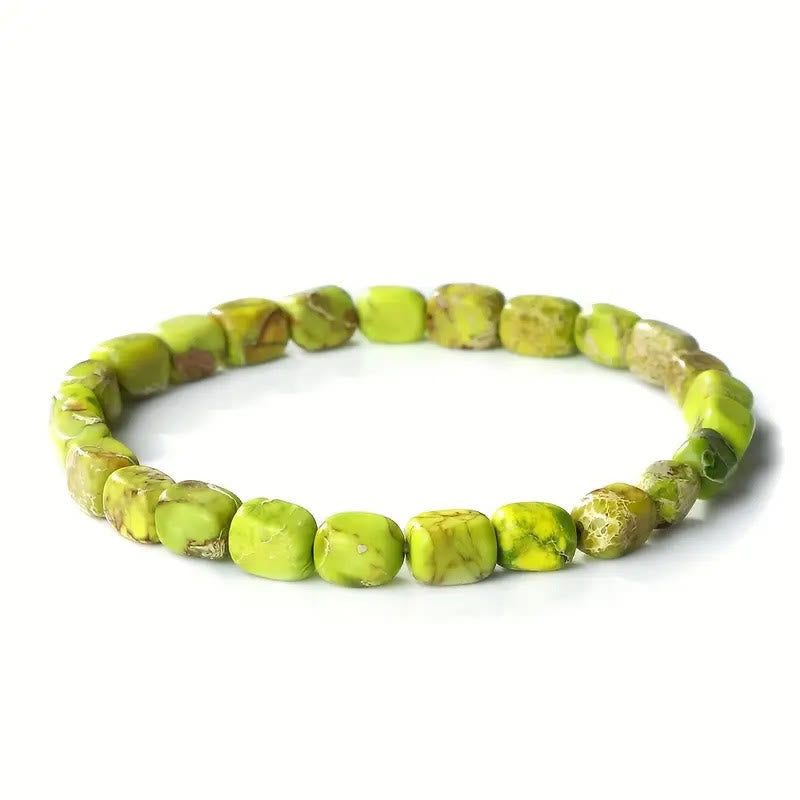 Buddha Stonesnatural Colorful Emperor Stone Oval Square Beads Anti-stress Bracelet - Green Emperor Stone(Wrist Circumference: 15-17cm) - image 5