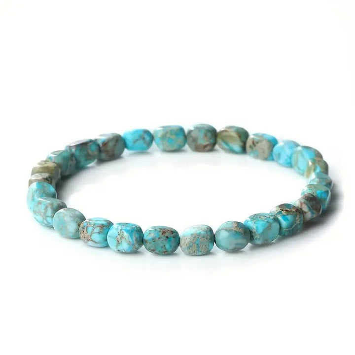 Buddha Stonesnatural Colorful Emperor Stone Oval Square Beads Anti-stress Bracelet - Light Blue Emperor Stone(Wrist Circumference: 15-17cm) - image 2