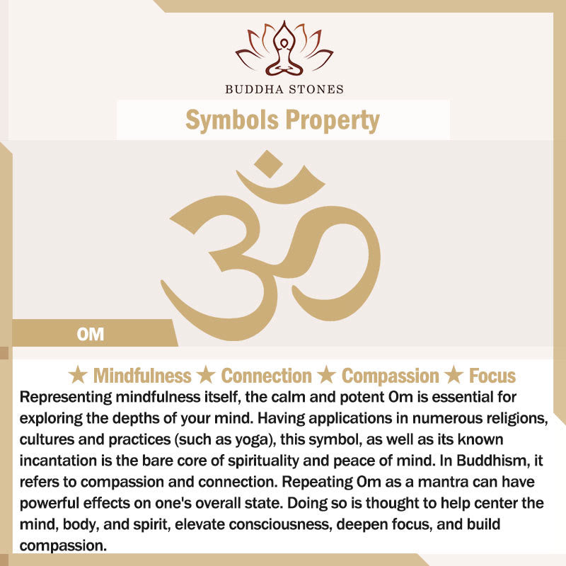 Buddha Stones Whitelava Rock Om Symbol Healing Calm Bracelet - image 6