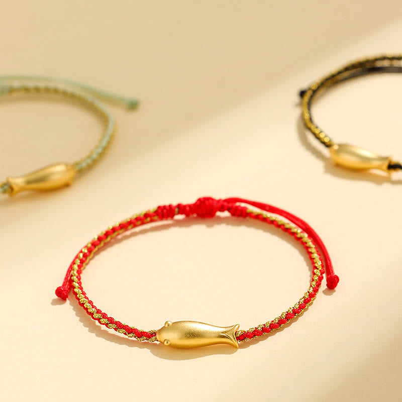 Buddha Stones 999 Sterling Silver Lucky Koi Fish Protection Rope Bracelet - image 1