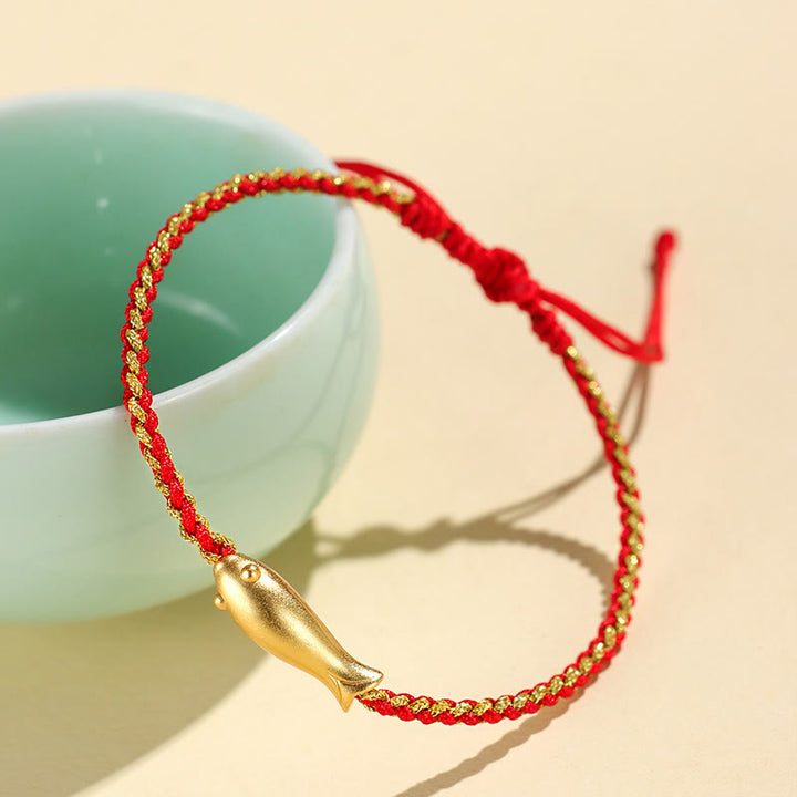 Buddha Stones 999 Sterling Silver Lucky Koi Fish Protection Rope Bracelet - image 2