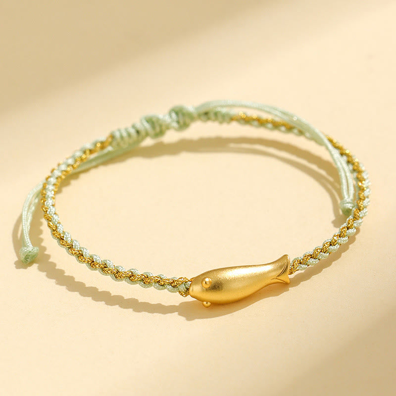 Buddha Stones 999 Sterling Silver Lucky Koi Fish Protection Rope Bracelet - Green Rope(Wrist Circumference: 15-19cm) - image 14