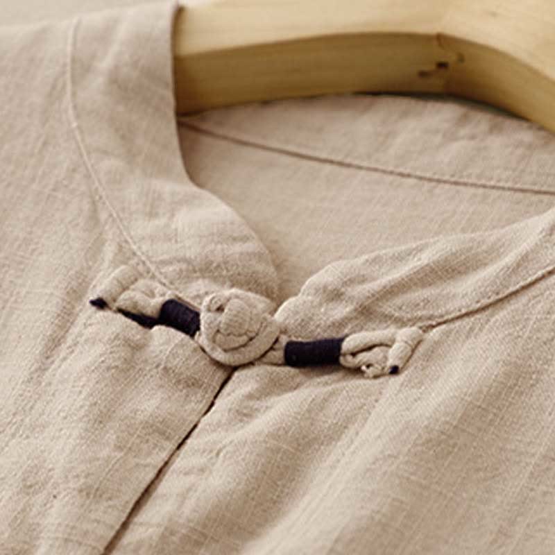 Buddha Stones Literary Artistic Chinese Knot Button Casual Cotton Clothing - image 4