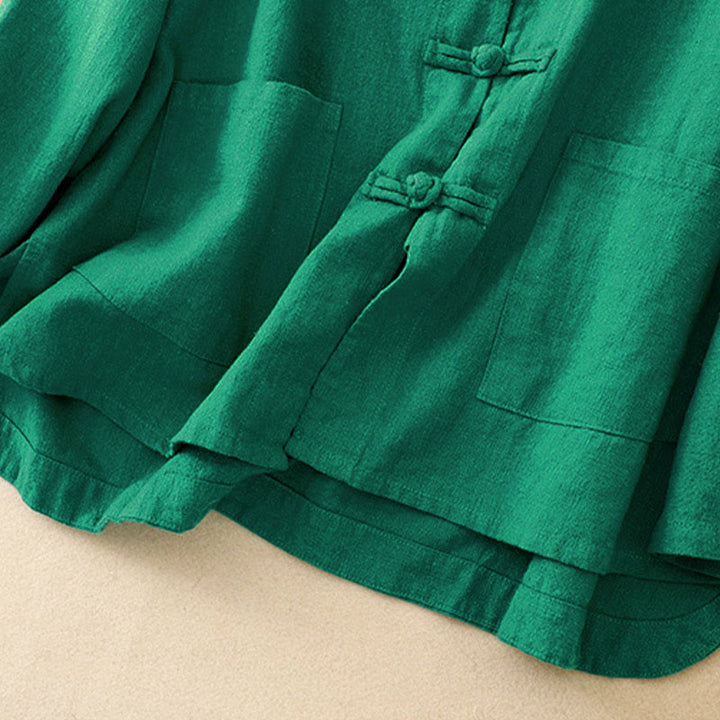 Buddha Stones Literary Artistic Chinese Knot Button Casual Cotton Clothing - image 16