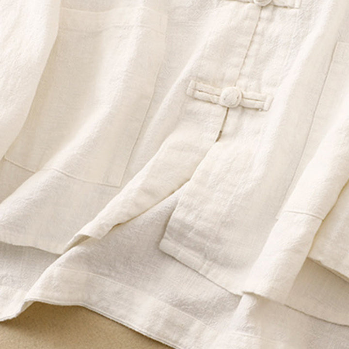 Buddha Stones Literary Artistic Chinese Knot Button Casual Cotton Clothing - image 22