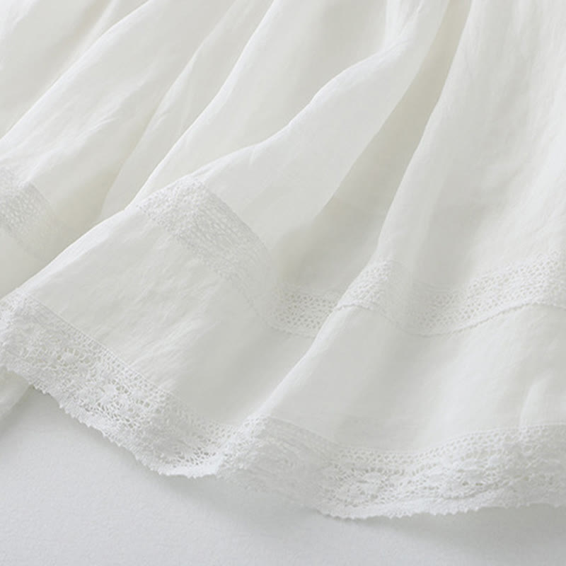 Buddha Stones Solid Lace Elastic Waist Cotton Women's Skirt - image 13