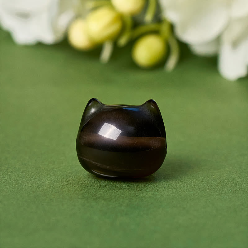 Buddha Stones 925 Sterling Silver Cat Natural Ice Obsidian Positive Bracelet - image 9