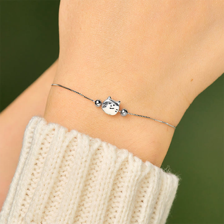 Buddha Stones 925 Sterling Silver Mini Cat Blessing Chain Bracelet - image 5