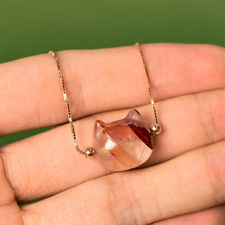 Buddha Stones 925 Sterling Silver Faceless Cat Head Natural Red Flower Quartz Passion Bracelet - image 9