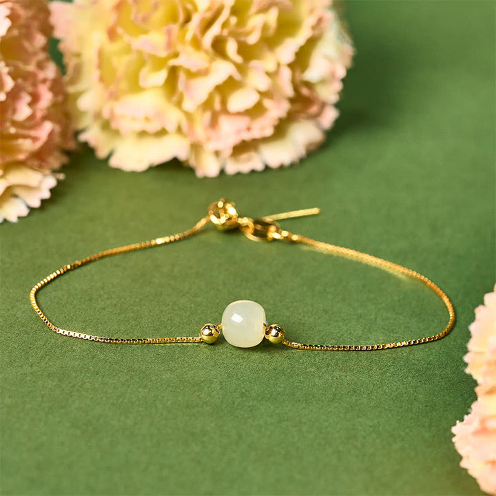 Buddha Stones 925 Sterling Silver Natural Jade Bead Abundance Chain Bracelet - image 14