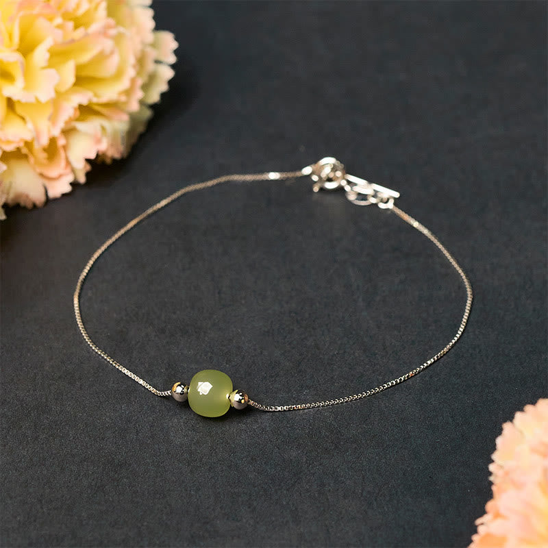 Buddha Stones 925 Sterling Silver Natural Jade Bead Abundance Chain Bracelet - image 10