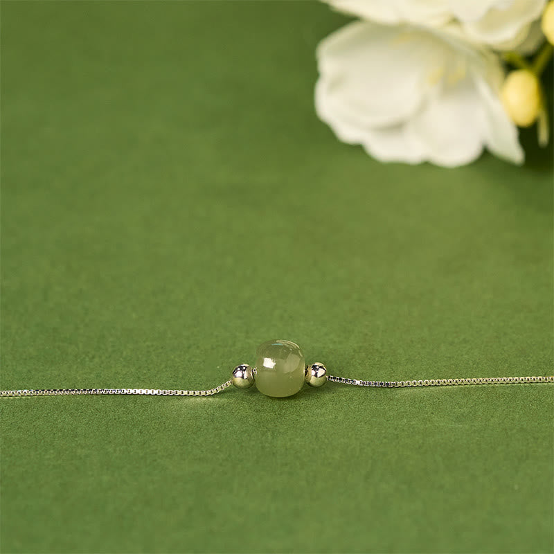 Buddha Stones 925 Sterling Silver Natural Jade Bead Abundance Chain Bracelet - image 11