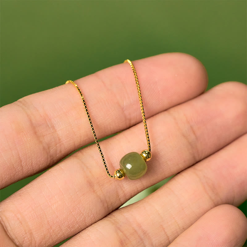 Buddha Stones 925 Sterling Silver Natural Jade Bead Abundance Chain Bracelet - image 2