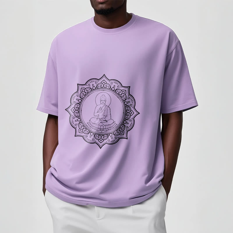 Buddha Stones Buddha Meditating In Lotus Position Pattern Tee T-shirt - image 18