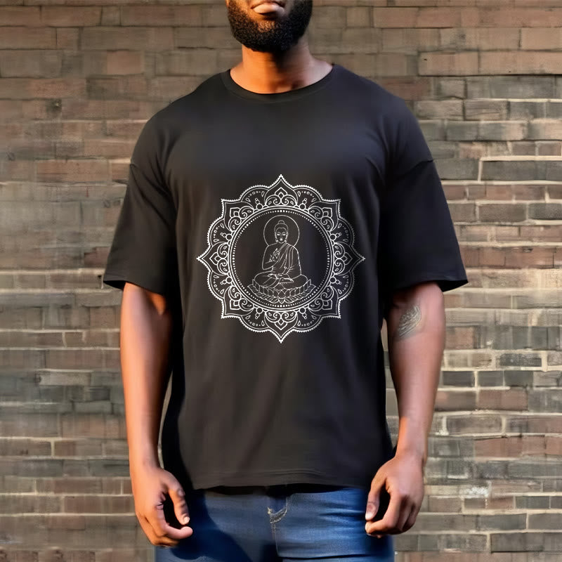 Buddha Stones Buddha Meditating In Lotus Position Pattern Tee T-shirt - image 6