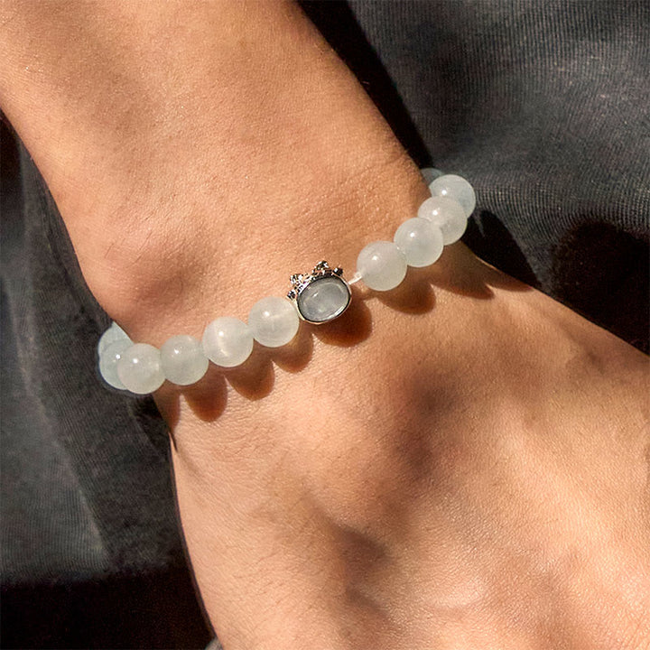 Buddha Stones Natural Aquamarine Lucky Cat Peace Bracelet - image 5
