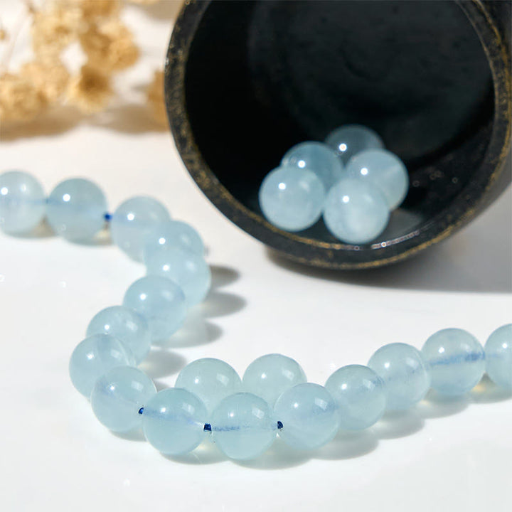 Buddha Stones Natural Aquamarine Lucky Cat Peace Bracelet - image 7