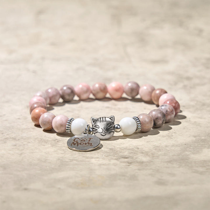 Buddha Stones Cat Head Design Zebra Jasper Protection Bracelet - image 3