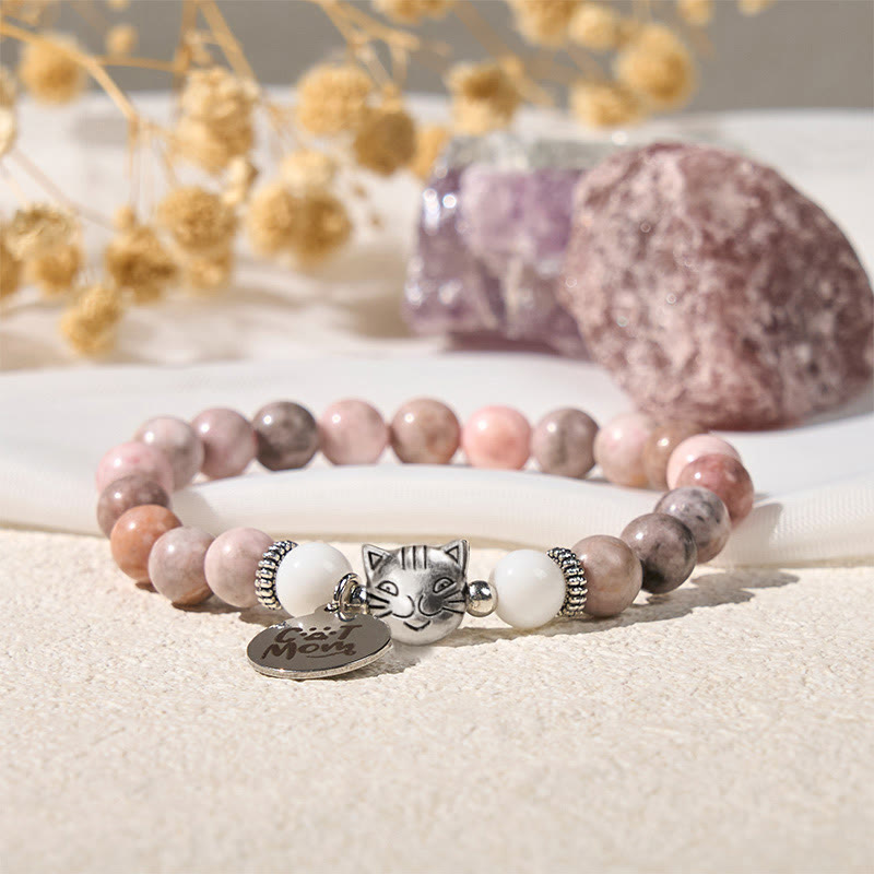 Buddha Stones Cat Head Design Zebra Jasper Protection Bracelet - image 2