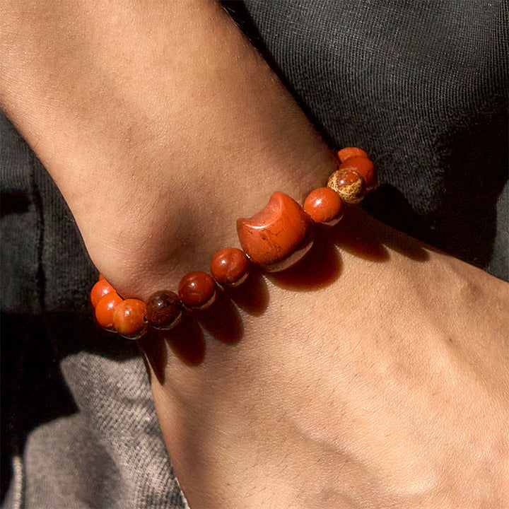 Buddha Stones Faceless Cat Head Design Red Turquoise Luck Bracelet - image 9