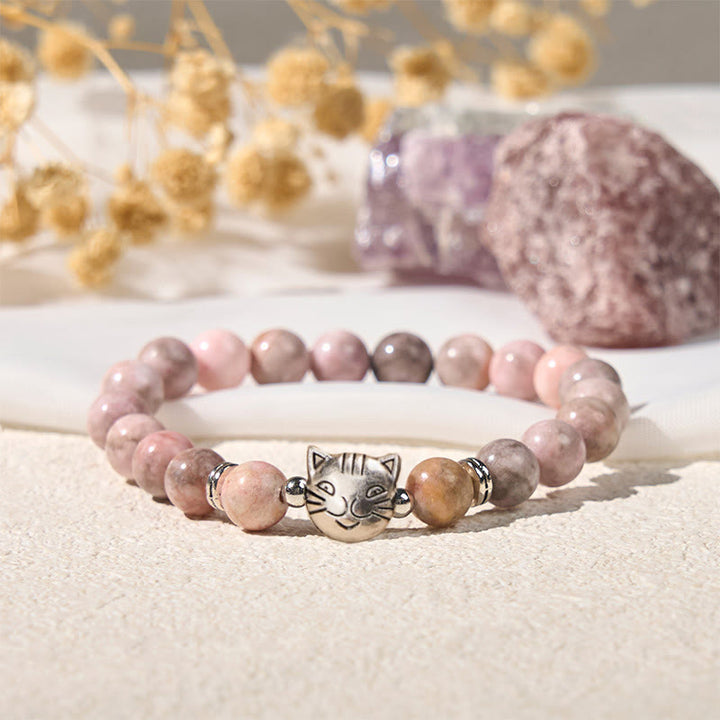 Buddha Stones 8mm Cat Design Zebra Jasper Protection Bracelet - image 4