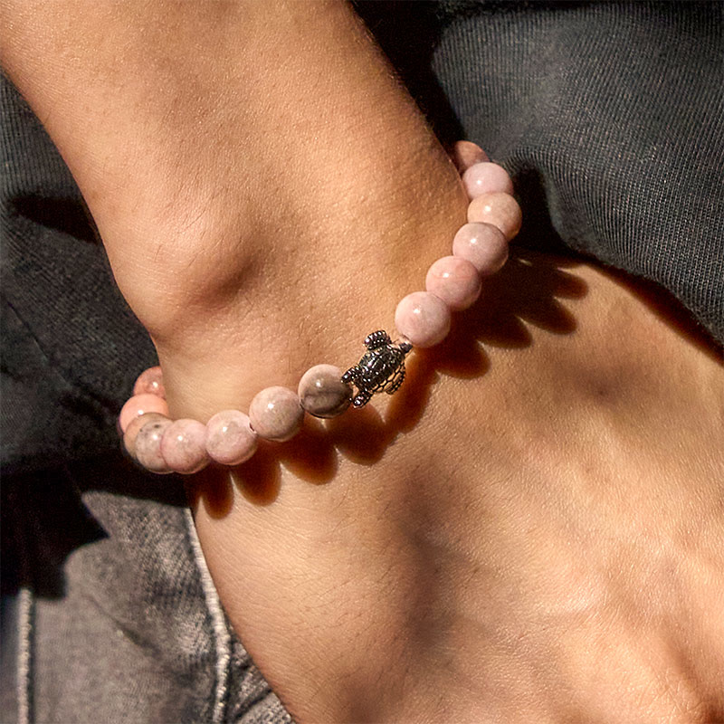 Buddha Stones Turtle Design Zebra Jasper Protection Bracelet - image 7