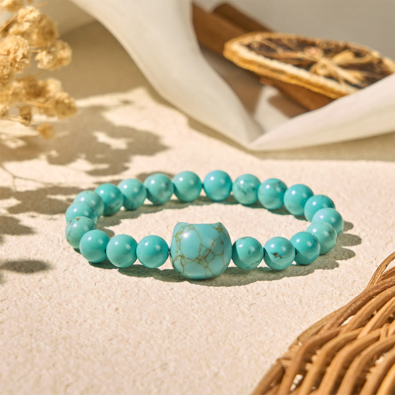 Buddha Stones Natural Cat Turquoise Strength Beads Bracelet - image 3