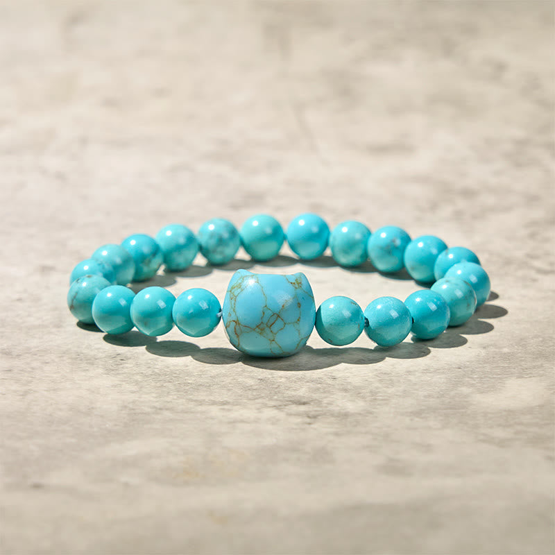 Buddha Stones Natural Cat Turquoise Strength Beads Bracelet - image 7