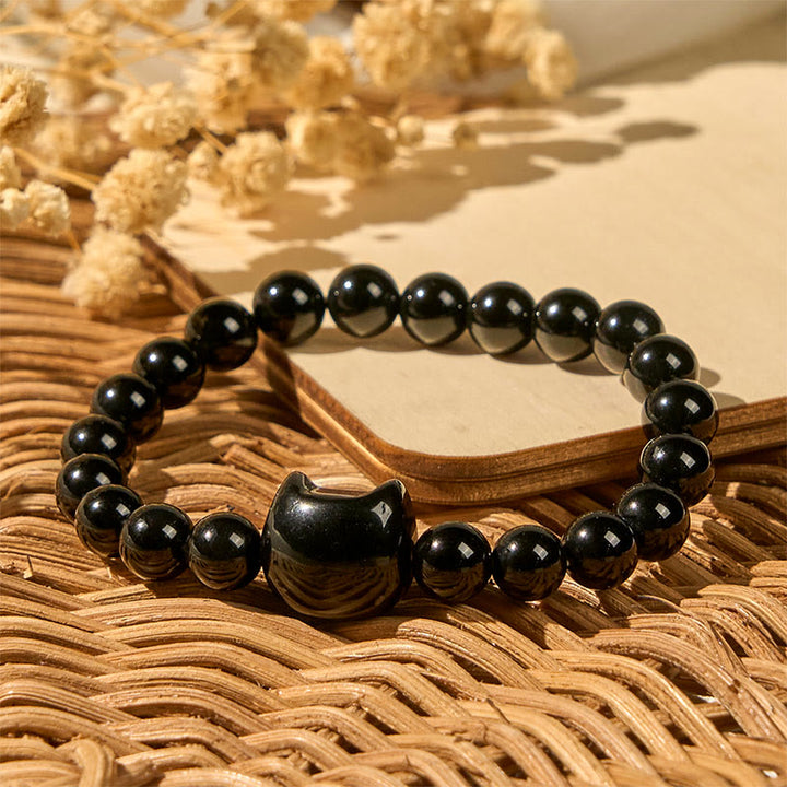 Buddha Stones "Wishing You Strength and Protection" Cat Onyx Bracelet Includes Gift Message Card - image 4