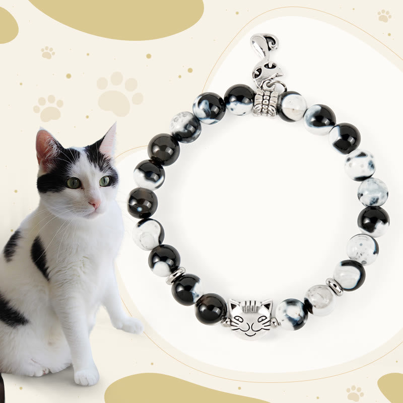 Buddha Stones "Sending Love and Joy to Your Cat" Cat Agate Bracelet Includes Gift Message Card - image 1