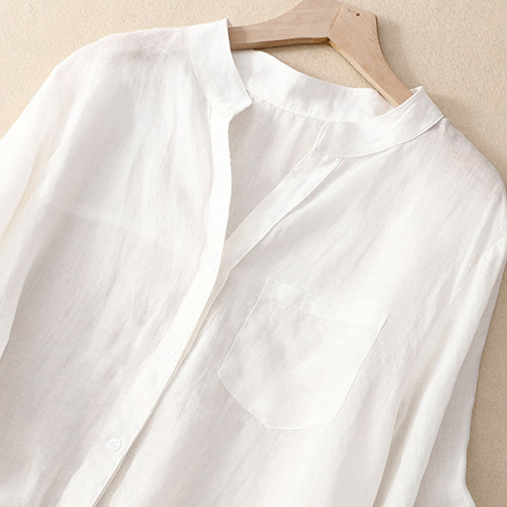 Buddha Stones Casual Plain Women's V-Neck Design Three Quarter Sleeve Cotton Viscose Shirt - image 20