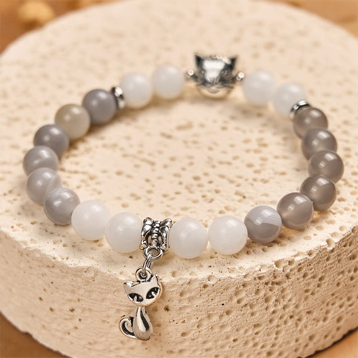 Buddha Stones Ragdoll Cat Gray Striped Agate Chalcedony Support Bracelet - image 3